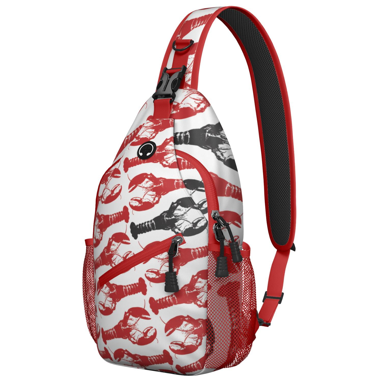 Red & Blue Ocean Life Sling Bag - Tropical Beach Inspired Crossbody Shoulder Pack - Travel-Ready Spacious Organizer for Outdoor Adventures & Casual Use