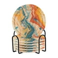 thumbnail image 1 of Red Blue Orange Marble Coasters with Holder for Coffee Table 6 Pcs Drink Coaster Sets Absorbent for Home Decor 4 inch, 1 of 7