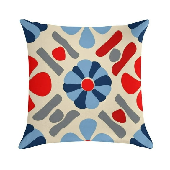 Red And Blue Pioneer Flower Modern Art Geometric Pillow Covers,Red And Blue Pioneer Flower Modern Art Geometric Throw Pillow Covers 18"×18" ,Living Room Sofa Couch Pillow Covers,Decorative Pillow Cove