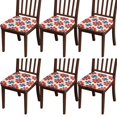 thumbnail image 1 of Red and Blue Pioneer Flower Modern Art Geometric Seat Covers for Dining Room Chairs Set Of 6,Stretch Printed Washable Chair Seat Cover with Elastic Ties and Button,Removable Couch Cushion Covers, 1 of 5