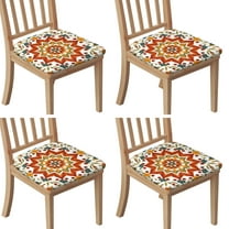 Red and Blue Pioneer Flower Modern Art Seat Covers for Dining Room Chairs Set Of 4,Stretch Printed Washable Chair Seat Cover with Elastic Ties and Button,Removable Waterproof Couch Cushion Covers