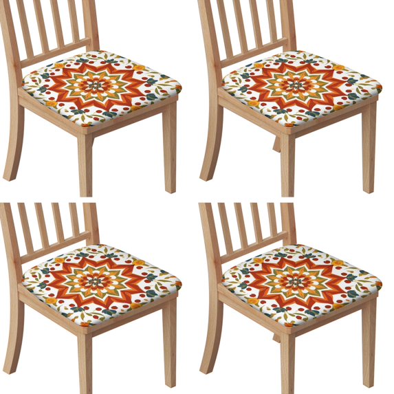 Red and Blue Pioneer Flower Modern Art Seat Covers for Dining Room Chairs Set Of 4,Stretch Printed Washable Chair Seat Cover with Elastic Ties and Button,Removable Waterproof Couch Cushion Covers