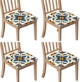 thumbnail image 1 of Red and Blue Pioneer Flower Modern Art Seat Covers for Dining Room Chairs Set Of 4,Stretch Printed Washable Chair Seat Cover with Elastic Ties and Button,Removable Waterproof Couch Cushion Covers, 1 of 5