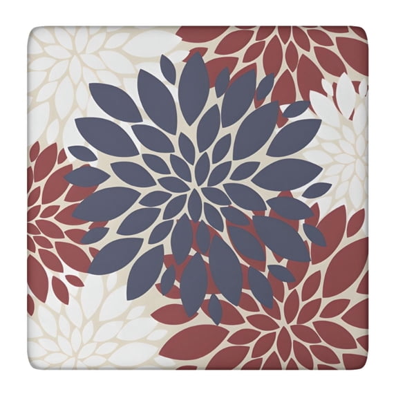 Red and Blue Pioneer Flower Pattern Square Fitted Tablecloth with Elastic Edge,Square Table Cover,Washable Elastic Table Cover for Home Kitchen Party Decor 36"x36"