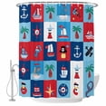 thumbnail image 1 of Red Blue Plaid Coastal Shower Curtain Set - Standard 72" x 72" Washable Bathtub Curtain with 12 Hooks, Nautical Summer Beach Ship Waterproof Fabric Stall Shower Curtains for Bathroom/Bathtub Décor, 1 of 6