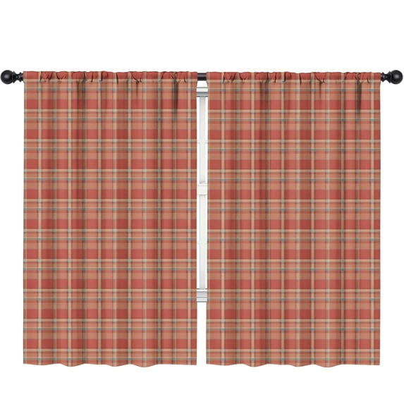 Red Blue Plaid Red Kids Curtains,Childrens Insulated Curtains Set Of 2,Bedroom Essentials,Teen Room Decor 52"X84"