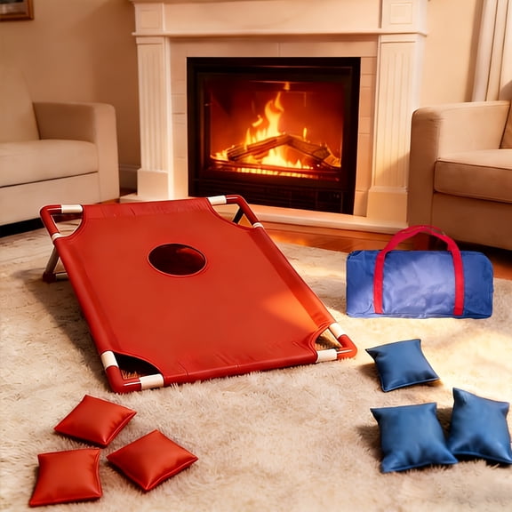 Red & Blue Portable Corn Hole Game Set with 6 Bean Bags and Storage Bag, Reinforced Material Easy Assembly Throwing Game for Outdoor Travel Family Party Entertainment