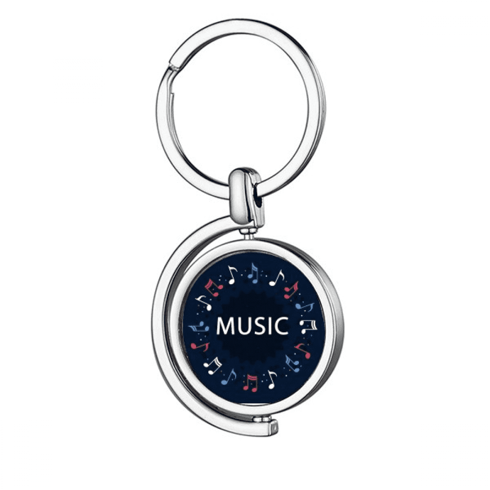 Red Blue Round-shaped Music Notes Rotating Keychain Metal Keyring ...