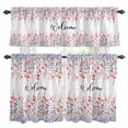 thumbnail image 1 of Red Blue Spring Floral Kitchen Curtains Sets for Windows 24 Inch Length, Welcome Pastoral Botanical Rod Pocket Window Treatments Tier Curtains and Valances Set for Bedroom/Bathroom, 1 of 8