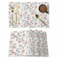 thumbnail image 1 of Red Blue Spring Floral Placemats Set of 4, Flowers Leaves Pastoral Botanical Placemats for Dining Table, Place Mats for Kitchen Tabletop, Waterproof Wipeable Dining Table Mats Set, 1 of 9