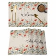 thumbnail image 1 of Red Blue Spring Floral Placemats Set of 4 Rustic Pastoral Botanical Welcome Place Mats Indoor Wipeable Table Mats Washable Cloth Dining Table Placemats for Kitchen Holiday Party Home Decor 13x19 Inch, 1 of 9