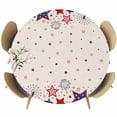 thumbnail image 1 of Red Blue Star 4th of July Round Tablecloth 45-54 Inch Round Fitted Table Cloth with Elastic Edge, Independence Day Fireworks Rustic Waterproof Table Cover Protector for Outdoor Picnic Party Dining, 1 of 6