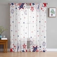 thumbnail image 1 of Red Blue Star 4th of July Sheer Curtains 96 Inches Long 2 Panels Set, Window Sheer Curtains for Living Room/Bedroom, Independence Day Fireworks Light Filtering Rod Pocket Curtain 52'' x 96'' x 2, 1 of 7