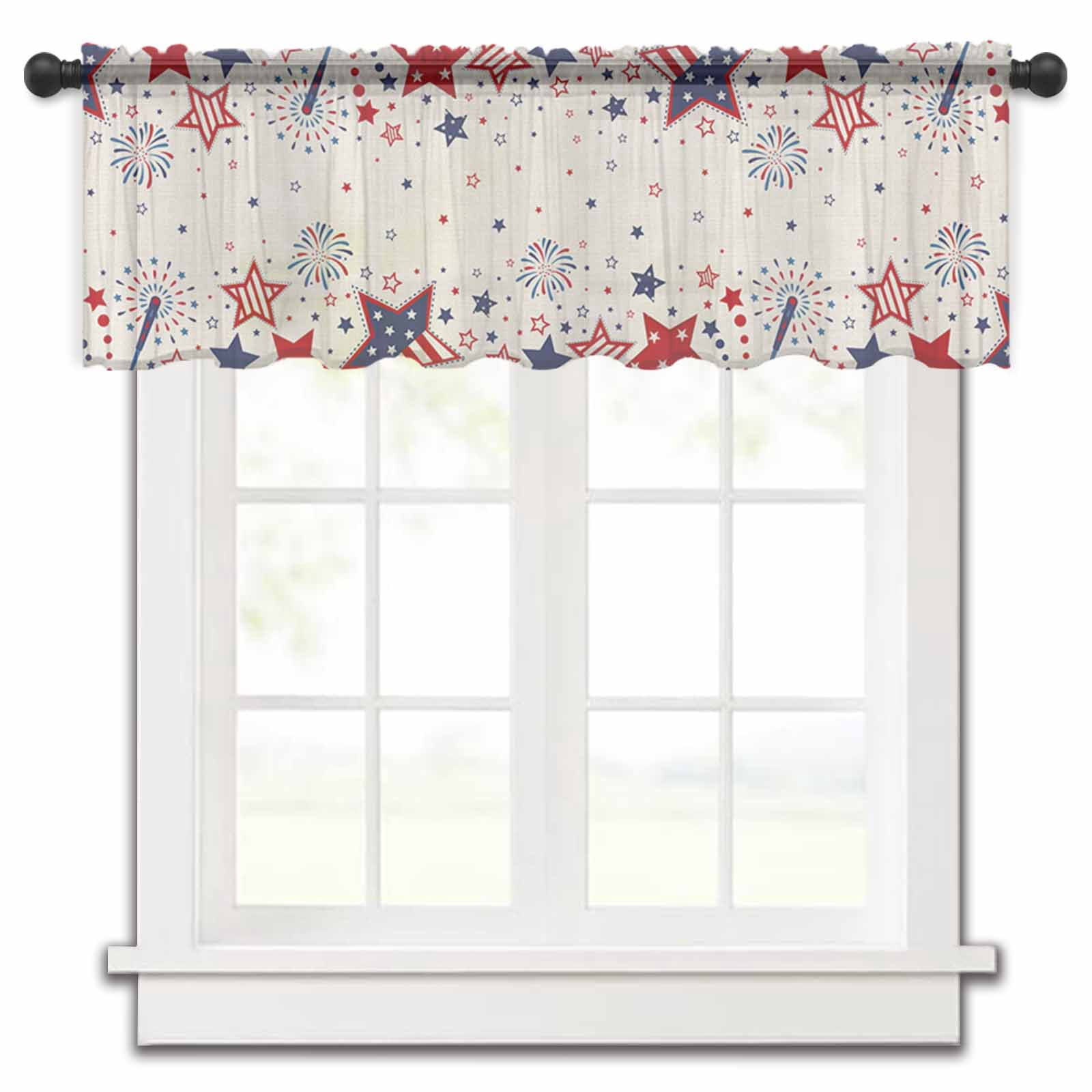 Photo inspiration: Visual Reference: Red Blue Star 4Th Of July Sheer Valances 54 X18