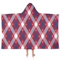 thumbnail image 1 of Red and Blue Star Argyle Pattern Hooded Bath Towel，50"x30" for Ages 3 To 12 Kids, Quick Dry Lightweight Soft Microfiber Hood Beach Towel Cover Up for Kids, 1 of 7