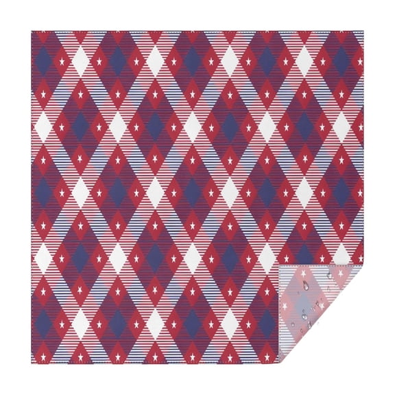 Red and Blue Star Argyle Pattern Square Tablecloth,Waterproof Square Table Cover,Wipeable Spillproof Washable Table Cover for Home Kitchen Party Decor 42"X42"(107x107cm)