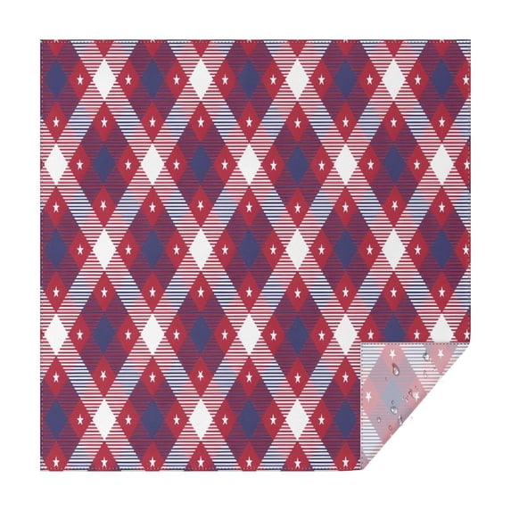 Red and Blue Star Argyle Pattern Square Tablecloth,Waterproof Square Table Cover,Wipeable Spillproof Washable Table Cover for Home Kitchen Party Decor 42"X42"(107x107cm)