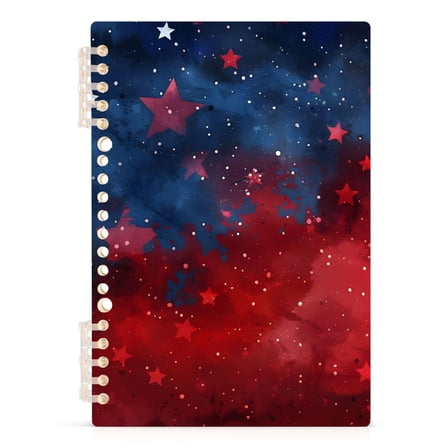 Red Blue Star at Night Notebooks 1-subject Journal 60 Sheets A5 College Ruled Paper Detachable Ring 8.3"x5.7"