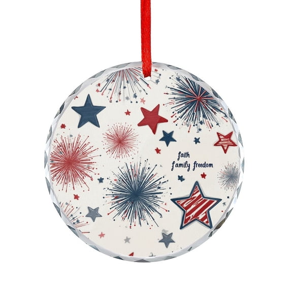 Red Firework Recipes Red Blue Stars Firework Faith Family Freedom Glass Christmas Ornament ...