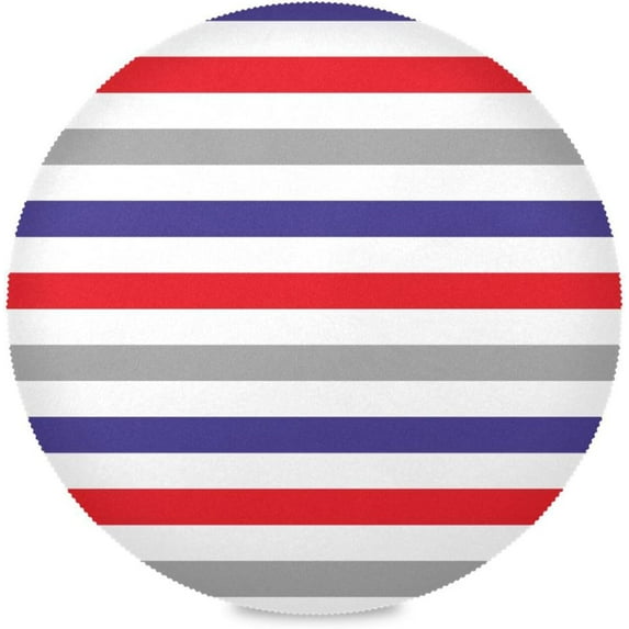 Red Blue Stripes Round Placemats Washable Placemats Non-Slip Heat-Resistant Table Place Mats for Dining Kitchen Holiday Party Table Decoration 15.4"-1PCS Table Mat