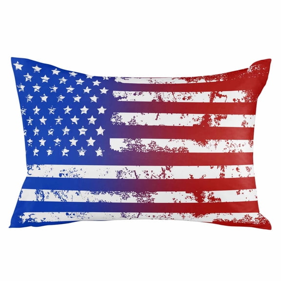 Red Blue Throw Pillow Cover 20 x 36 Inch Decorative Pillow Cover Ombre Stars Stripes Rustic US Flag Blood Lumbar Pillowcase Seasonal Rectangle Cushion Case for Couch Sofa Bed Living Room
