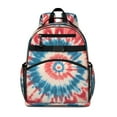 thumbnail image 1 of Red Blue Tie Dye Flower Backpack for School,Cute School Bag,Schoolbag with Adjustable Shoulder Straps & Padded Back,15.25"x11.5"x5.25", 1 of 5