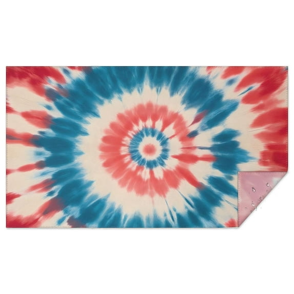 Red Blue Tie Dye Flower Rectangle Tablecloth 60"x102",Waterproof Polyester Rectangle Table Cloth, Wipeable Spillproof Polyester Tablecloth for Dining, Camping, Indoor and Outdoor