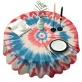 thumbnail image 1 of Red Blue Tie Dye Flower Round Tablecloth 60"x60",Wrinkle Wipeable Table Cloth for Kitchen Dining Room Picnic Patio Party, 1 of 6