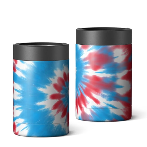 Red and Blue Tie Dye Pattern OneSize Can Cooler 1 Pack, Vacuum ...