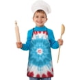 thumbnail image 1 of Red Blue Tie Dye Spiral Kids Aprons for Girls and Boys,Adjustable Neck Strap Toddler Aprons for Kids Cooking Baking, 1 of 6