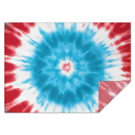 Red Blue Tie Dye Spiral Rectangle Tablecloth 60"x84",Waterproof Polyester Rectangle Table Cloth, Wipeable Spillproof Polyester Tablecloth for Dining, Camping, Indoor and Outdoor