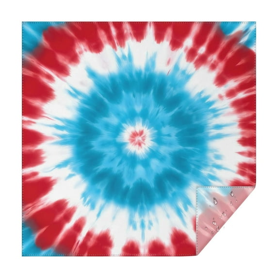 Red Blue Tie Dye Spiral Square Tablecloth,Waterproof Square Table Cover,Wipeable Spillproof Washable Table Cover for Home Kitchen Party Decor 60"x60"(152x152cm)