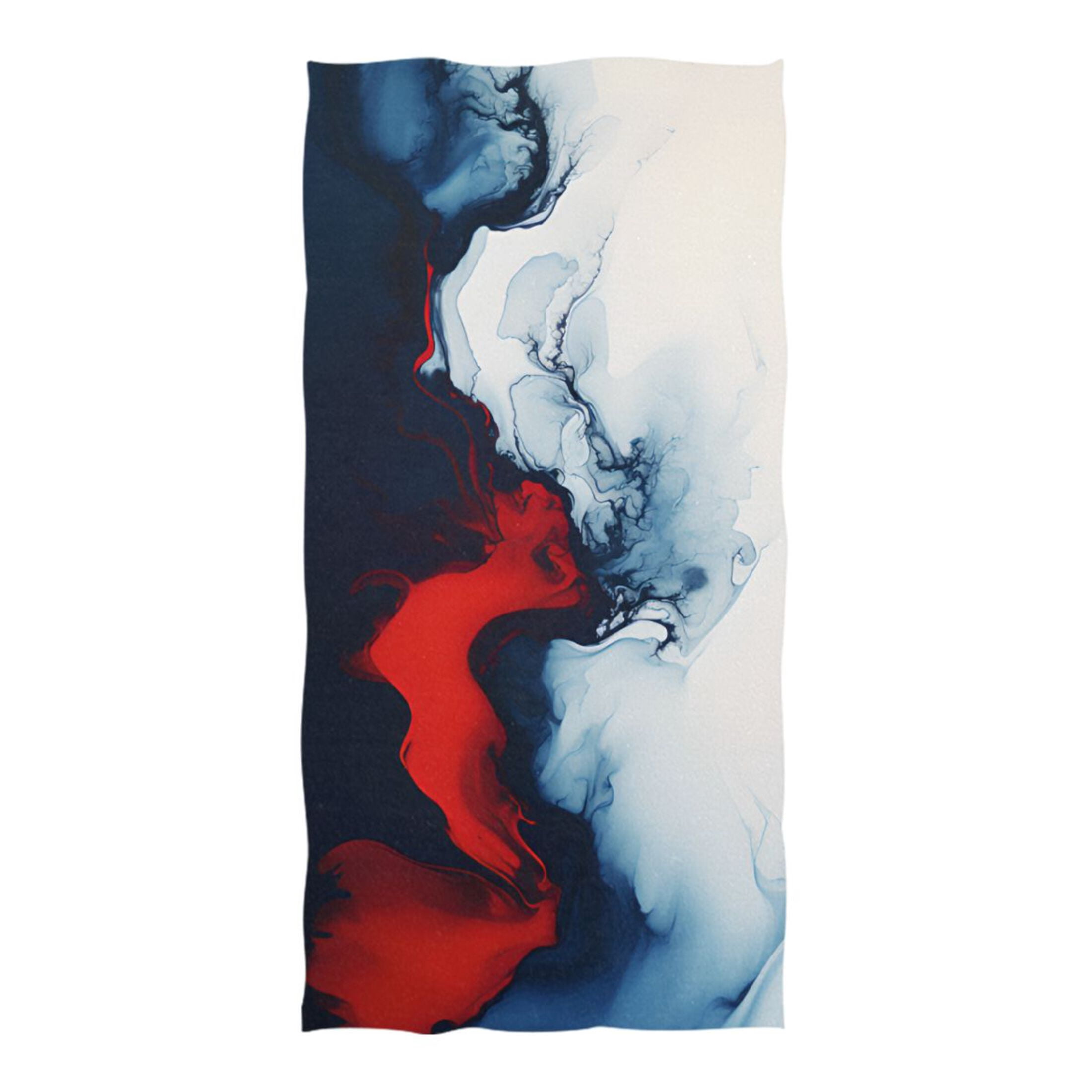 Red Blue White Marble Beach Towel Oversized 74"x37" Pool Towels Soft Absorbent Extra Large Quick Drying for Bathroom