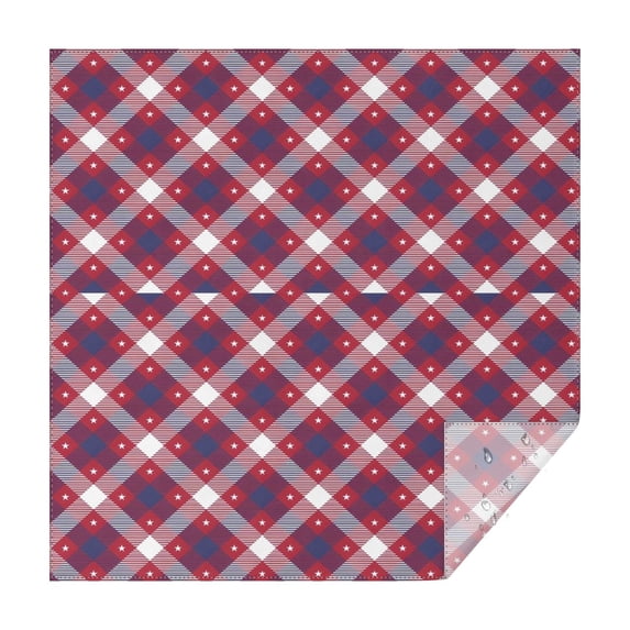 Red Blue White Star Plaid Checkered Pattern Square Tablecloth,Waterproof Square Table Cover,Wipeable Spillproof Washable Table Cover for Home Kitchen Party Decor 60"x60"(152x152cm)