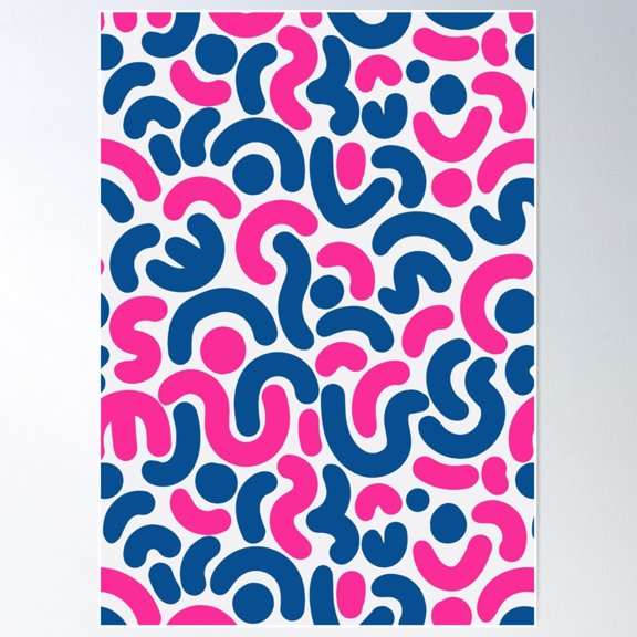 Red Blue Worms Irregular Pattern Poster Wall Art, Modern Wall Decor For Living Room Bedroom, 16x24 UNFRAMED