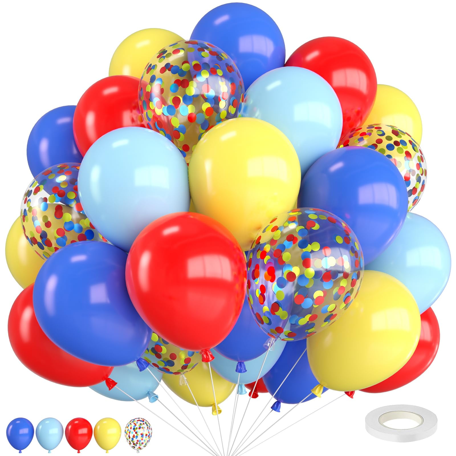 Red Blue Yellow FEV6 Balloons,12 Inch Maca Blue Navy Red Yellow ...