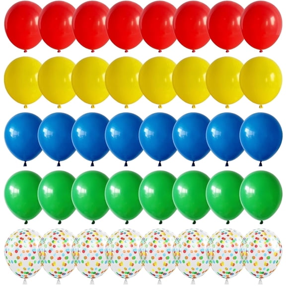 Red Blue Yellow Green Balloon Set, 50 Pcs 12 Inch Red Blue Green Yellow Balloons for Birthday Party Decorations