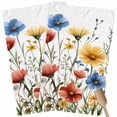 thumbnail image 1 of Red Blue Yellow Spring Floral Kitchen Towel Dish Cloths Set of 2, Microfiber Soft Kitchen Hand Towels, Blooming Summer Botanical Absorbent Quick Drying Dishcloths 18 x 28 Inches, 1 of 8