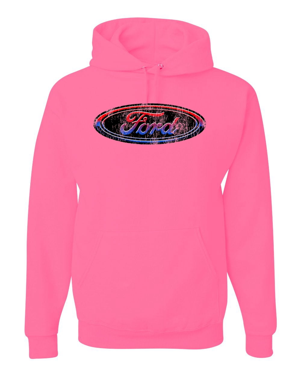 Red Blue and Black Ford Logo Mens Cars and Trucks Hooded Sweatshirt Graphic Hoodie Neon Pink Medium Walmart