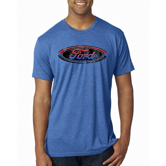 Red Blue and Black Ford Logo | Mens Cars and Trucks Premium Tri Blend T-Shirt, Vintage Royal, Medium