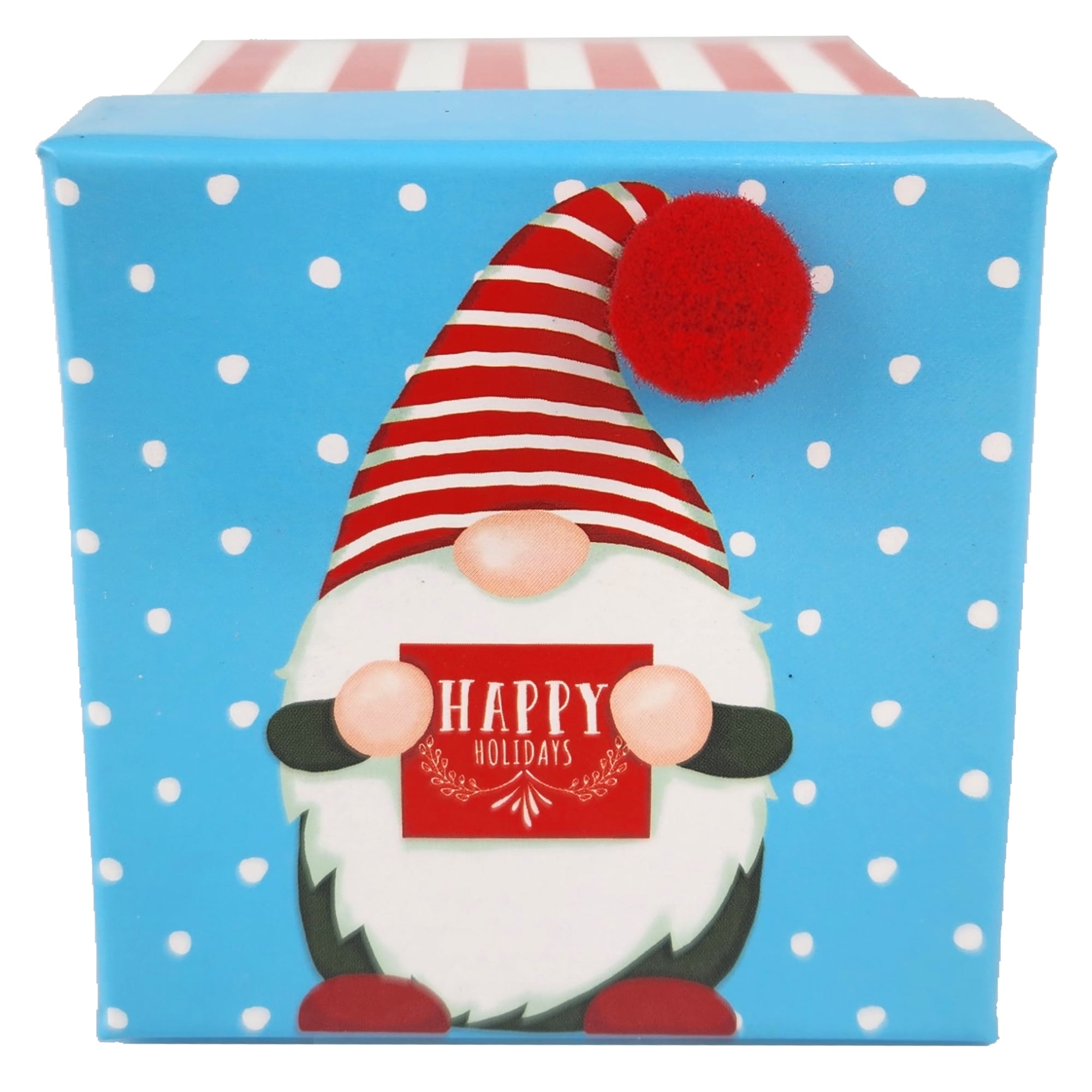 Red, Blue and White Extra Small Christmas Gnome Box with Lid 3 in x 3 in x 3 in, by Holiday Time