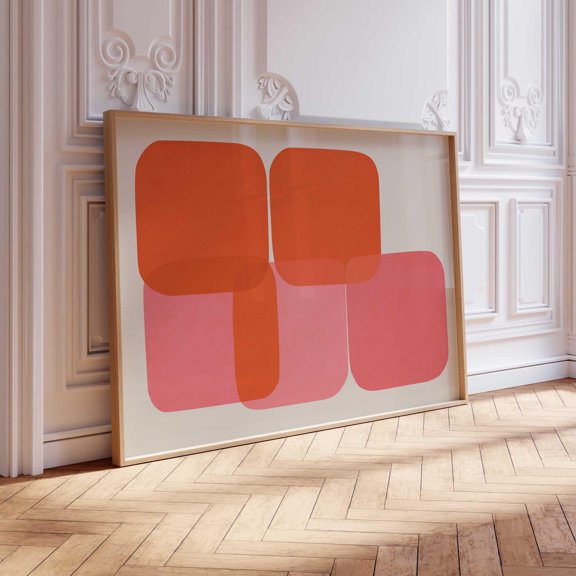 Red Blush Cubes Wall Art Print With Modern Geometric Home Decor