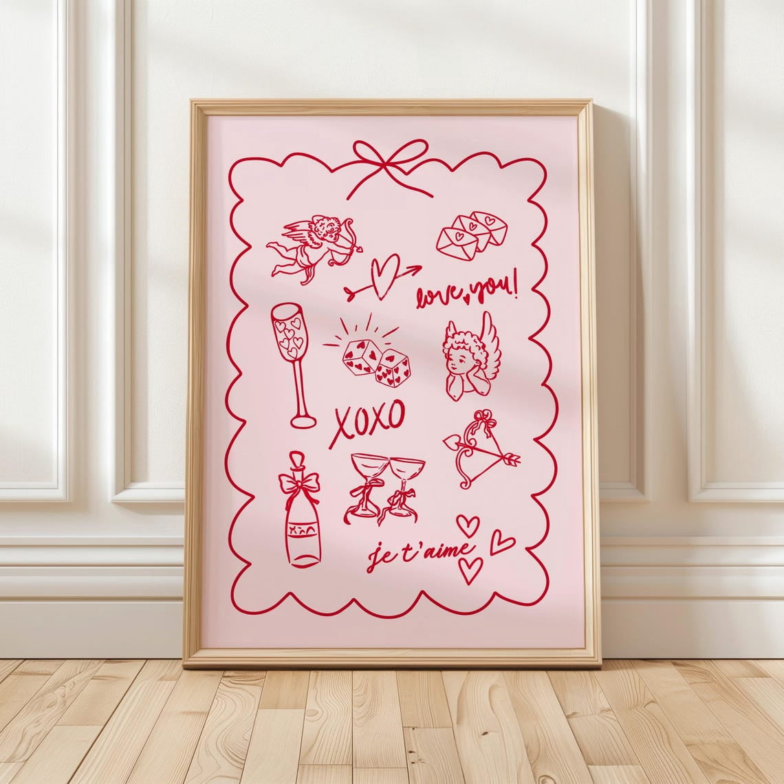 Red Blush Pink Love Wall Art I Love You Poster Valentines Day Coquette ...