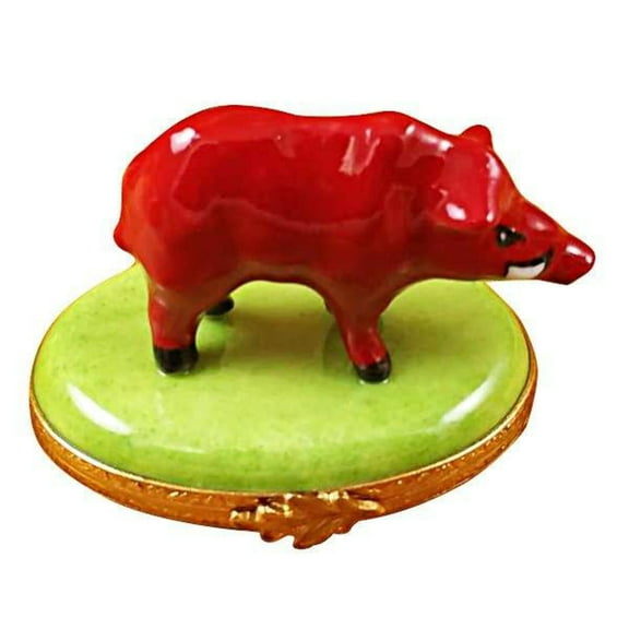 Red Boar Pig Limoges Box for Collectors Limoges Box Porcelain Figurine