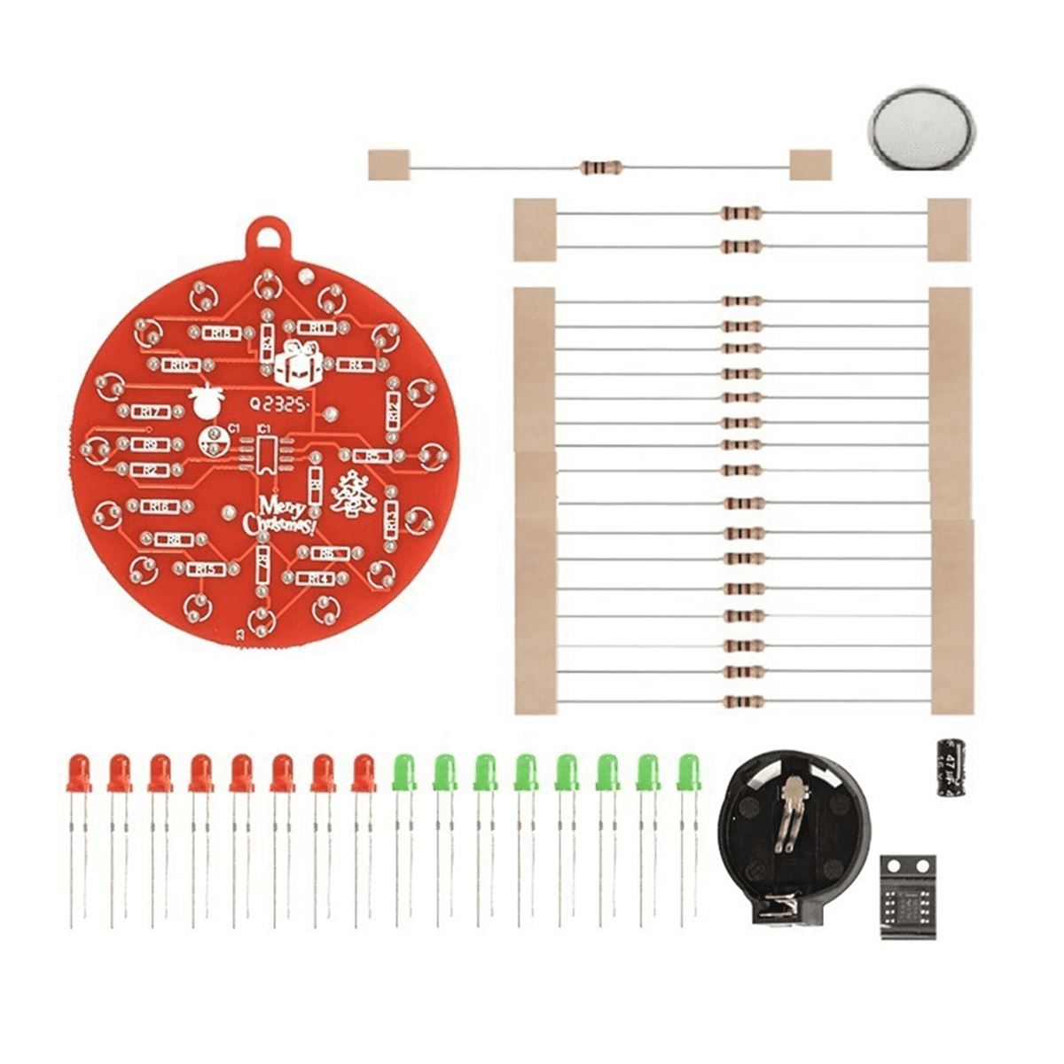 Red Board Christmas Tree NE555 Flashing Lights Hanging Circuit Fun DIY ...