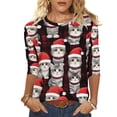 thumbnail image 1 of Boat Neck Shirts for Women Fall Summer 3/4 Sleeve Graphic Loose Fit Happy Holiday Christmas Cute Animal Shirt Tops Ladies 2026, 1 of 7