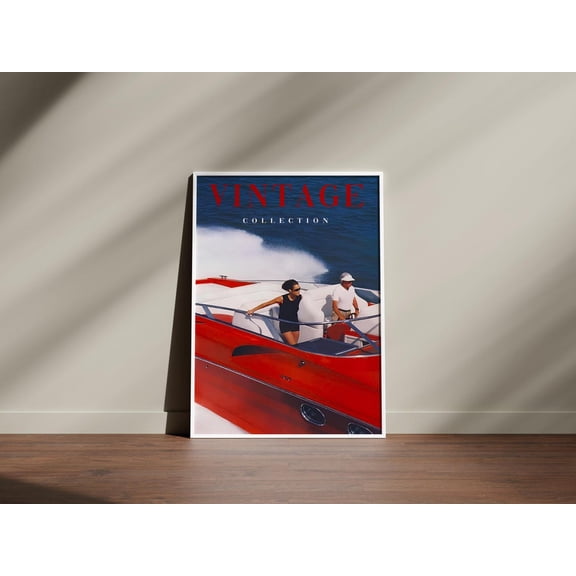 Red Boat Poster, Vintage Fashion Poster, Fashion Magazine Poster, Vintage Fashion Poster, Luxury Life Poster, Luxury Life Poster, Trendy Poster, Unframed Canvas Size 12x18