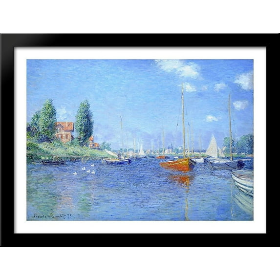 Red Boats, Argenteuil, 1875 38x28 Large Black Wood Framed Print Art by Claude Monet