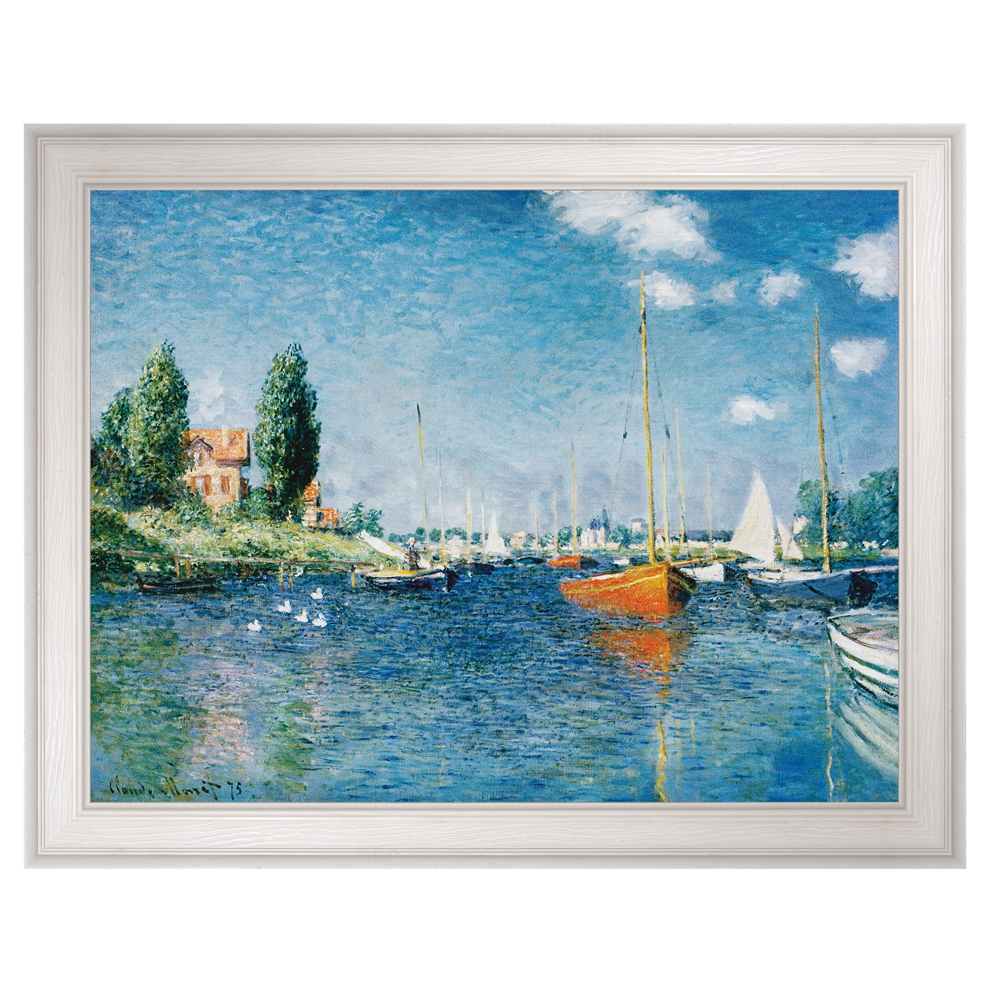 Red Boats at Argenteuil Framed Canvas