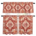 thumbnail image 1 of Red Bohemia Turkish Pattern Kitchen Curtains Valances and Tiers Set of 3 Retro Ethnic Style Tier Curtains and Valance with Rod Pocket for Small Windows, 27.5"x36", 1 of 9